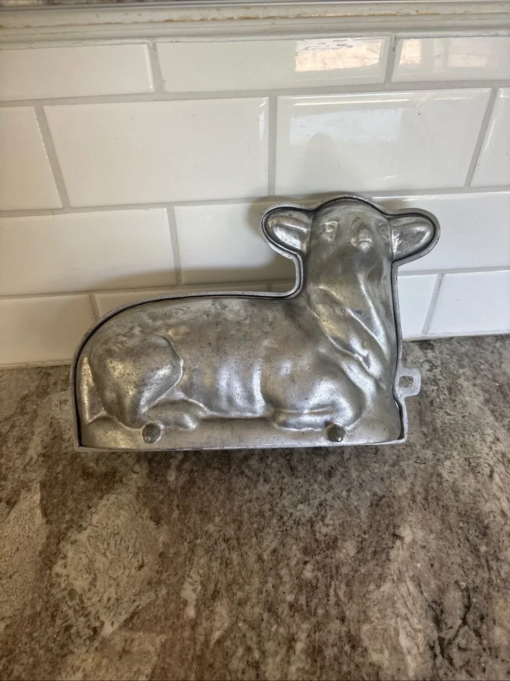 Vintage Cast Aluminum LAMB/SHEEP 2 Piece Chocolate, Candy, & Cake Mold Heavy!